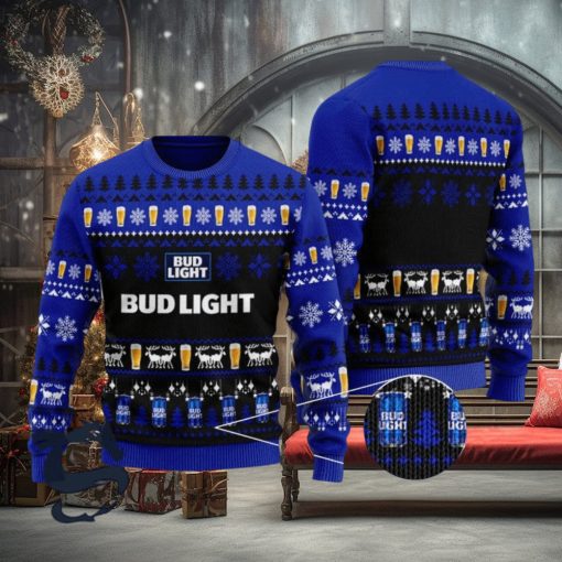 Christmas Scenes With Blue Bud Light Beer Ugly Sweater, Christmas Gift Apparel, Merry Ugly Christmas Sweater