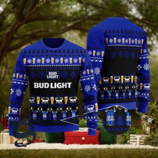 Christmas Scenes With Blue Bud Light Beer Ugly Sweater, Christmas Gift Apparel, Merry Ugly Christmas Sweater