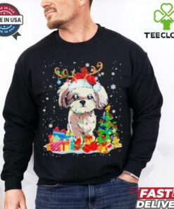 Christmas Shih Tzu Xmas Lights Reindeer Santa Shih Tzu Dog Shirt