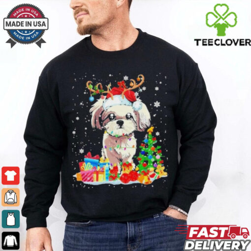 Christmas Shih Tzu Xmas Lights Reindeer Santa Shih Tzu Dog Shirt