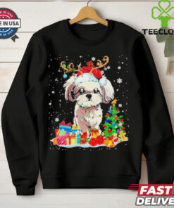 Christmas Shih Tzu Xmas Lights Reindeer Santa Shih Tzu Dog Shirt