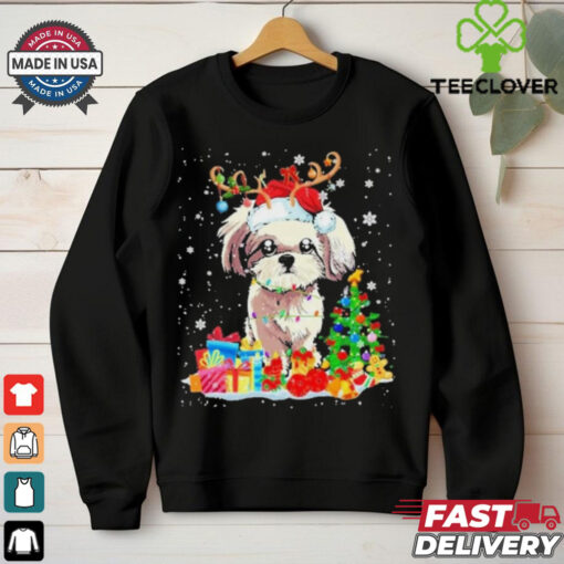 Christmas Shih Tzu Xmas Lights Reindeer Santa Shih Tzu Dog Shirt