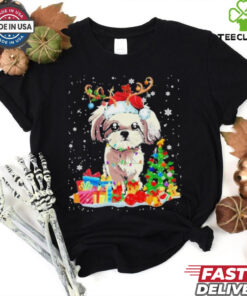 Christmas Shih Tzu Xmas Lights Reindeer Santa Shih Tzu Dog Shirt