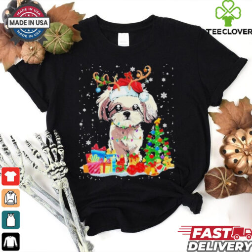 Christmas Shih Tzu Xmas Lights Reindeer Santa Shih Tzu Dog Shirt