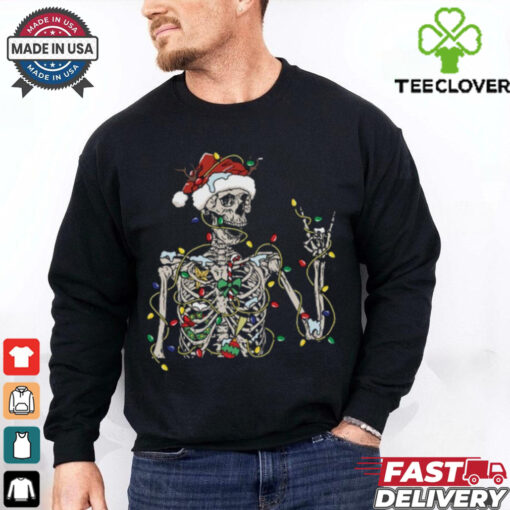 Christmas Skeleton Shirt, Skeleton Santa Hat T shirt