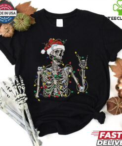 Christmas Skeleton Shirt, Skeleton Santa Hat T shirt