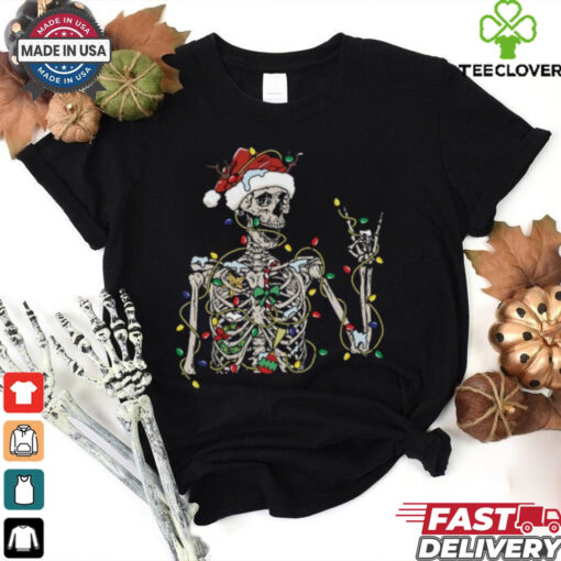 Christmas Skeleton Shirt, Skeleton Santa Hat T shirt