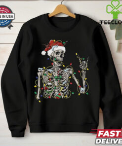 Christmas Skeleton Shirt, Skeleton Santa Hat T shirt
