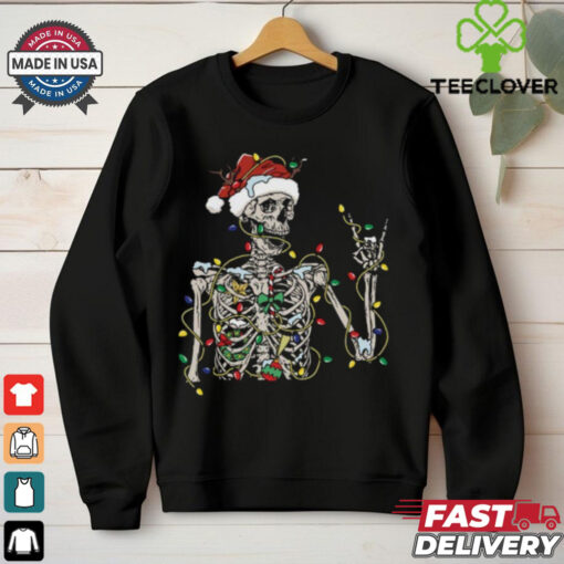 Christmas Skeleton Shirt, Skeleton Santa Hat T shirt
