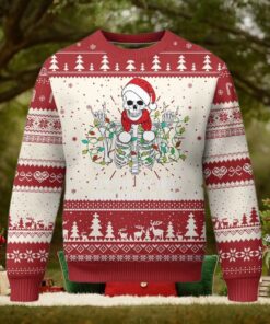Christmas Skeleton Ugly Christmas Sweater It’s Fine I’m Fine Everything Is Fine Xmas Light Funny