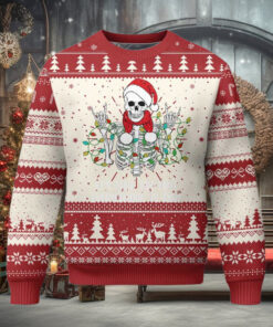 Christmas Skeleton Ugly Christmas Sweater It’s Fine I’m Fine Everything Is Fine Xmas Light Funny