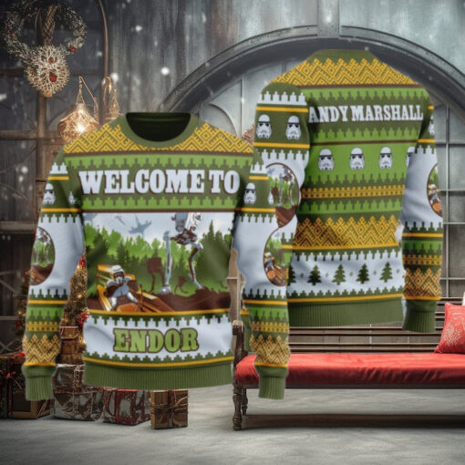 Christmas Star Wars Ugly Sweater, Custom Name Endor National Park Ugly Christmas Sweater