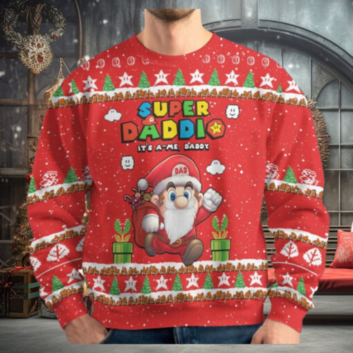Christmas Super Daddio Ugly Sweater, Super Mario Xmas Sweater