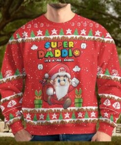 Christmas Super Daddio Ugly Sweater, Super Mario Xmas Sweater