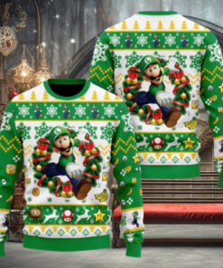 Christmas Super Mario Luigi Ugly Sweater, Luigi Holiday Sweater