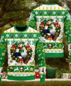 Christmas Super Mario Luigi Ugly Sweater, Luigi Holiday Sweater