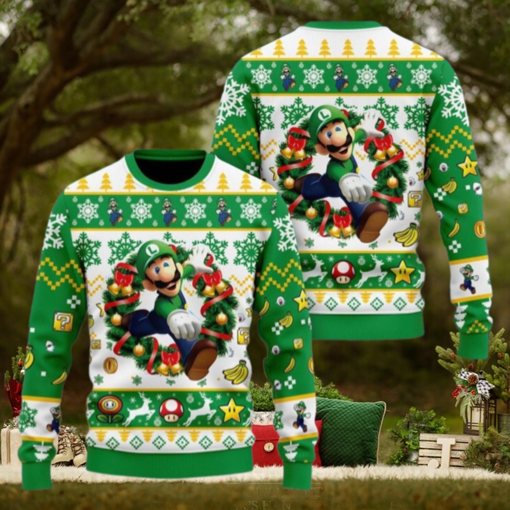 Christmas Super Mario Luigi Ugly Sweater, Luigi Holiday Sweater Christmas Super Mario Luigi Ugly Sweater, Luigi Holiday Sweater
