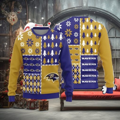 Christmas Sweater Baltimore Ravens Christmas Pine Trees Pattern Limited Edition 3D Sweater