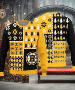 Christmas Sweater Boston Bruins Christmas Pine Trees Pattern Limited Edition 3D Sweater