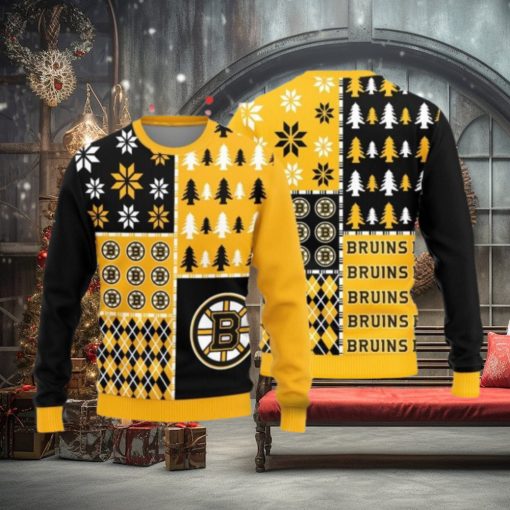 Christmas Sweater Boston Bruins Christmas Pine Trees Pattern Limited Edition 3D Sweater