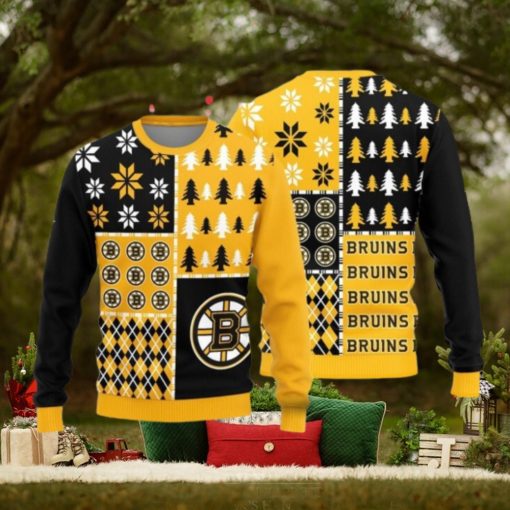Christmas Sweater Boston Bruins Christmas Pine Trees Pattern Limited Edition 3D Sweater