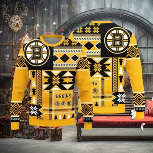 Christmas Sweater Boston Bruins Christmas Snowflakes Pattern Limited Edition 3D Sweater