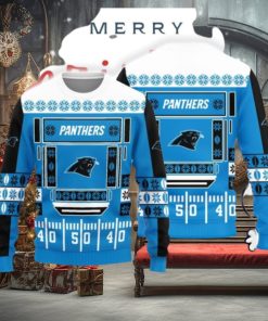 Christmas Sweater Carolina Panthers Christmas Ball Snowfalke Pattern 3D Sweater