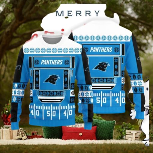Christmas Sweater Carolina Panthers Christmas Ball Snowfalke Pattern 3D Sweater
