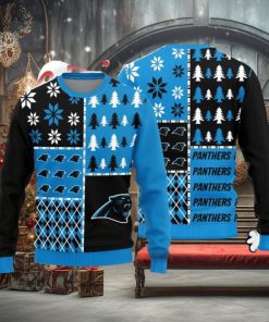 Christmas Sweater Carolina Panthers Christmas Pine Trees Pattern Limited Edition 3D Sweater