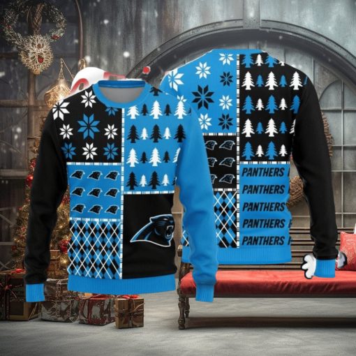 Christmas Sweater Carolina Panthers Christmas Pine Trees Pattern Limited Edition 3D Sweater