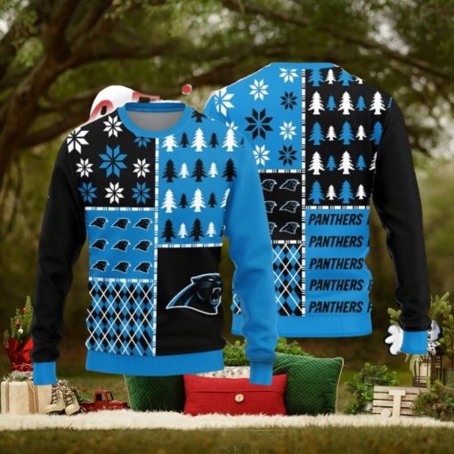Christmas Sweater Carolina Panthers Christmas Pine Trees Pattern Limited Edition 3D Sweater