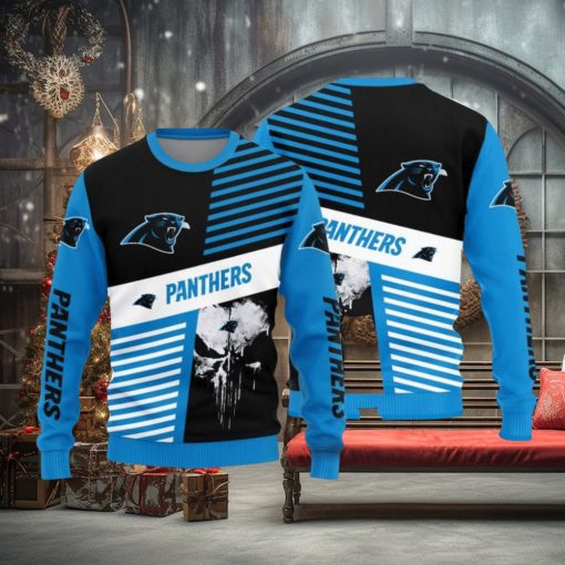 Christmas Sweater Carolina Panthers Skull Pattern Limited Edition 3D Sweater
