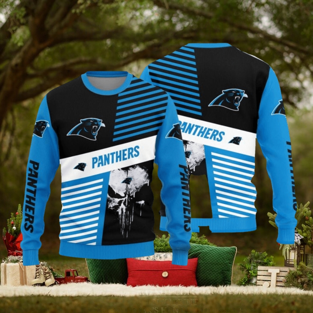Christmas Sweater Carolina Panthers Skull Pattern Limited Edition 3D Sweater Christmas Sweater Carolina Panthers Skull Pattern Limited Edition 3D Sweater