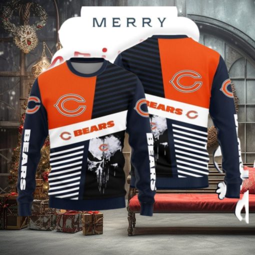 Christmas Sweater Chicago Bears Skull Pattern Limited Edition 3D Sweater