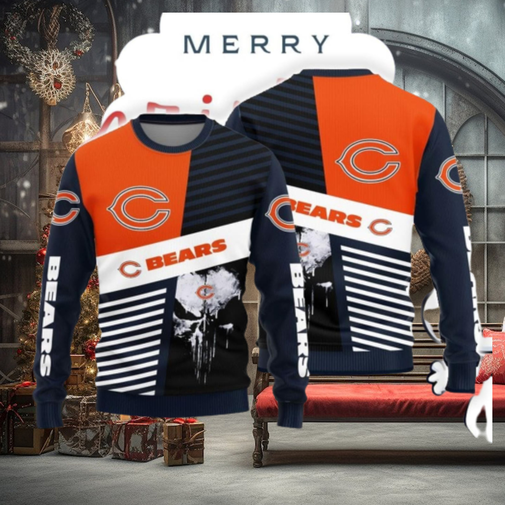 Christmas Sweater Chicago Bears Skull Pattern Limited Edition 3D Sweater Christmas Sweater Chicago Bears Skull Pattern Limited Edition 3D Sweater