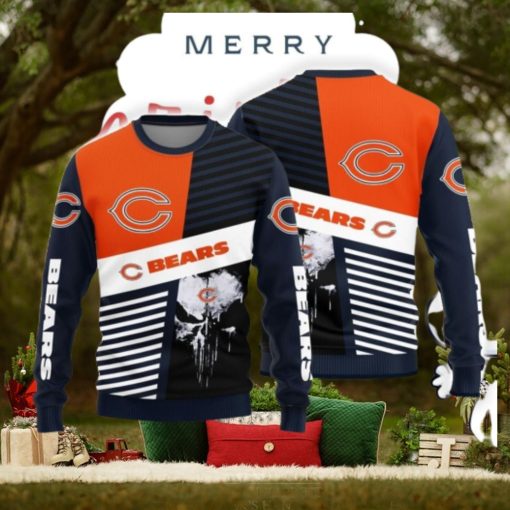 Christmas Sweater Chicago Bears Skull Pattern Limited Edition 3D Sweater