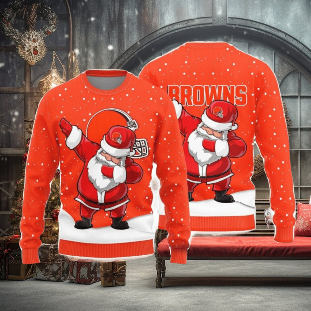 Christmas Sweater Cleveland Browns Dab Santa Limited Edition 3D Sweater Christmas Sweater Cleveland Browns Dab Santa Limited Edition 3D Sweater