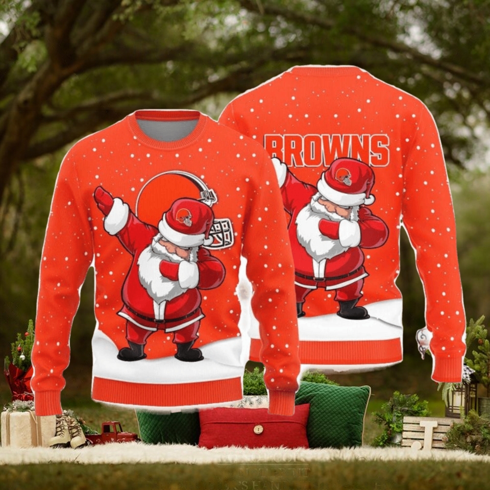Christmas Sweater Cleveland Browns Dab Santa Limited Edition 3D Sweater Christmas Sweater Cleveland Browns Dab Santa Limited Edition 3D Sweater