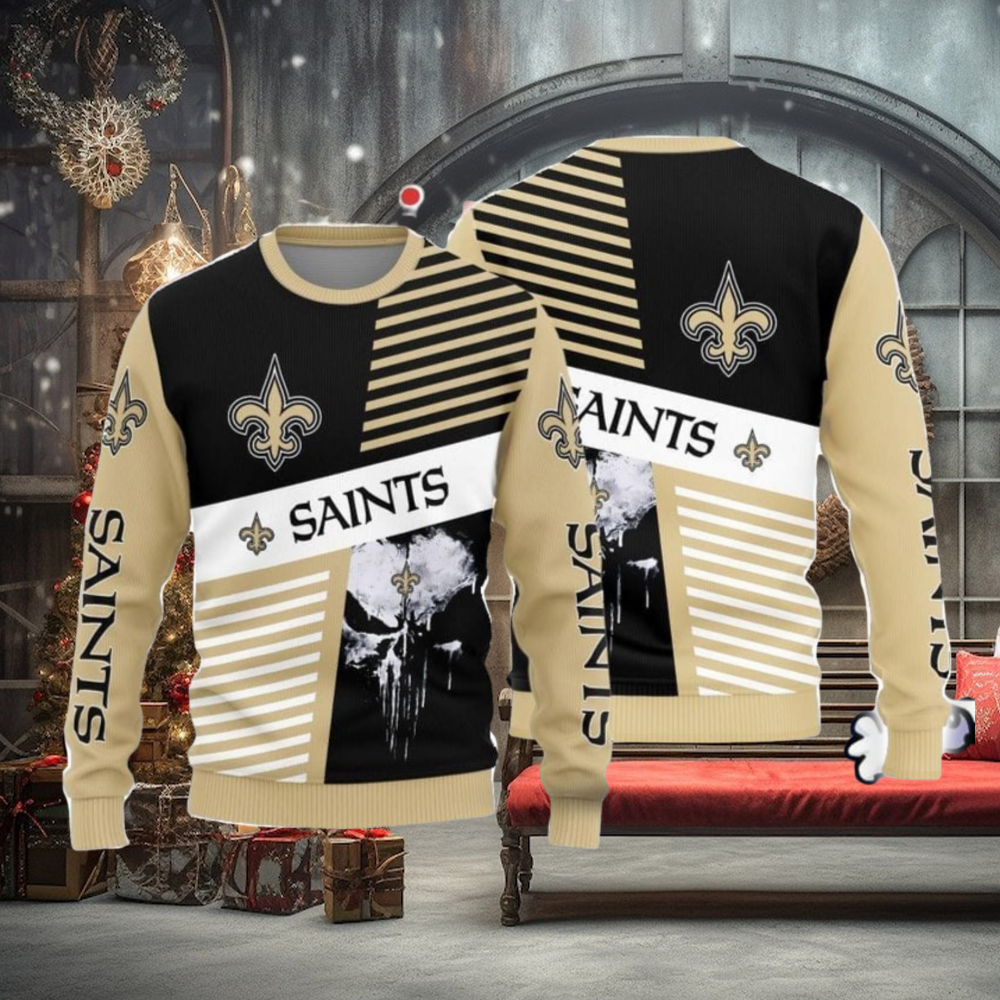 Christmas Sweater Orleans Saints Skull Pattern Limited Edition 3D Sweater Christmas Sweater Orleans Saints Skull Pattern Limited Edition 3D Sweater