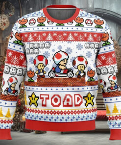 Christmas Toad Ugly Sweater, Super Mario Christmas Shirt, Family Christmas Sweater, Retro Video Game Xmas Sweatshirt, Gift For Gamer