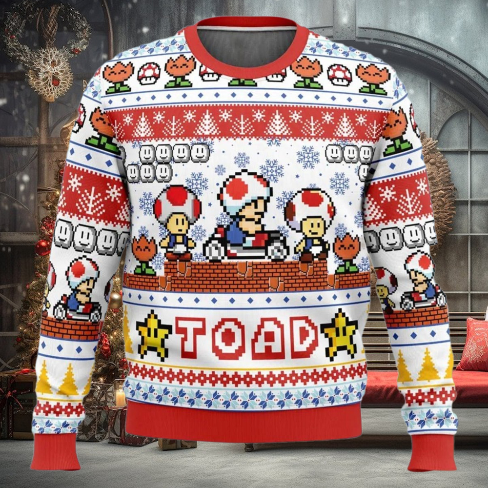 Christmas Toad Ugly Sweater, Super Mario Christmas Shirt, Family Christmas Sweater, Retro Video Game Xmas Sweatshirt, Gift For Gamer Christmas Toad Ugly Sweater, Super Mario Christmas Shirt, Family Christmas Sweater, Retro Video Game Xmas Sweatshirt, Gift For Gamer