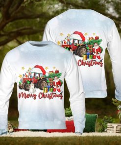 Christmas Tractor With Santa And Snowman Christmas Sweater