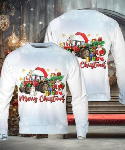Christmas Tractor With Santa And Snowman Christmas Sweater