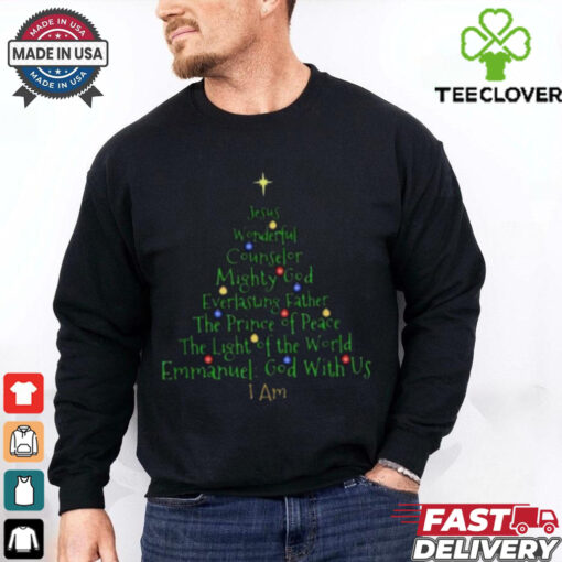 Christmas Tree Shirt Celebrating Jesus Names and Faith in the Holiday Season shirt