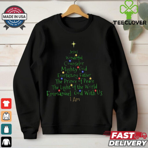 Christmas Tree Shirt Celebrating Jesus Names and Faith in the Holiday Season shirt
