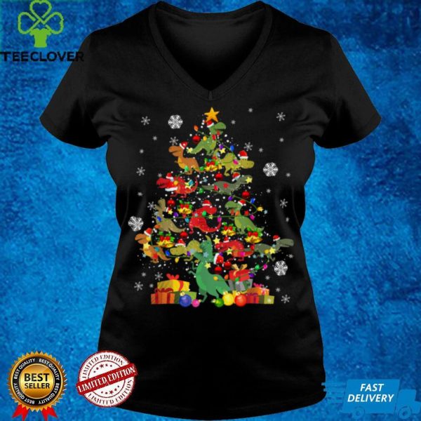 Christmas Tree T Rex Xmas Lights Tree Santa T Rex Dinosaur T Shirt
