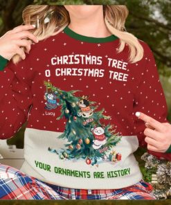 Christmas Tree, Your Ornaments Are History, Gift For Cat Lovers, Personalized Knitted Ugly Sweater, Cat Hanging Sweater, Christmas Gift