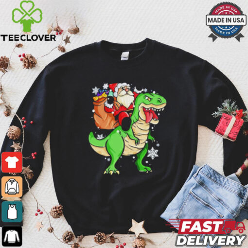 Christmas Trex Dinosaur Santa Claus Riding Trex Xmas Shirt