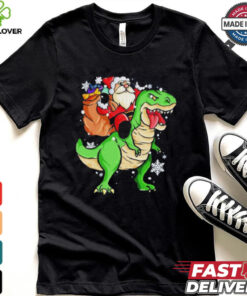 Christmas Trex Dinosaur Santa Claus Riding Trex Xmas Shirt