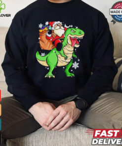 Christmas Trex Dinosaur Santa Claus Riding Trex Xmas Shirt